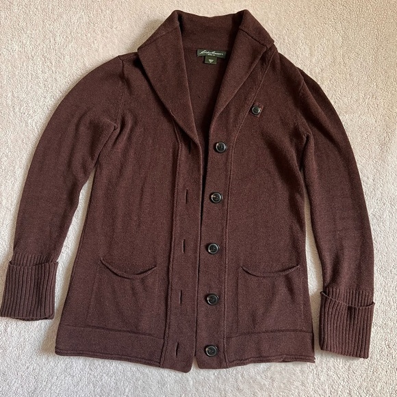 Women’s Eddie Bauer Grandpa Button Up Cardigan Sweater Boho Cozy Sz: SP - Picture 1 of 6